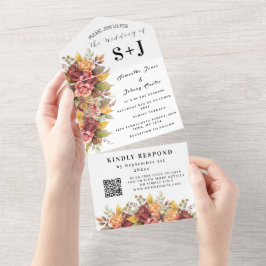 RSVP de Casamento Floral de outono do Elegante