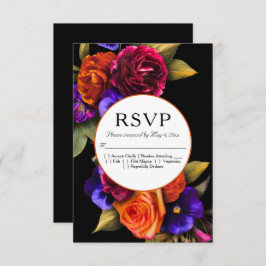 RSVP de Casamento Floral de Outono Escuro