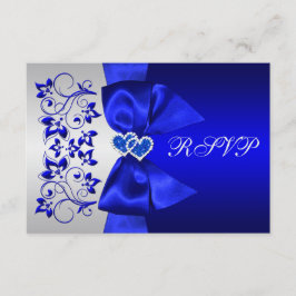 RSVP de Casamento Floral de Prata, Azul-Friturado