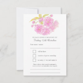 RSVP de casamento floral de primavera cor rosa