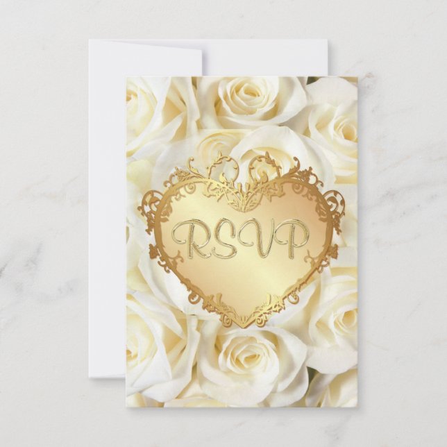 RSVP de Casamento Floral de Rosa Branca (Frente)