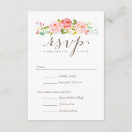 RSVP de Casamento Floral de rosa Garden com Opções
