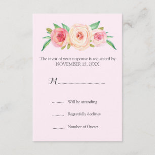 RSVP de Casamento Floral de Vintage Rosa-Rosa-Blus