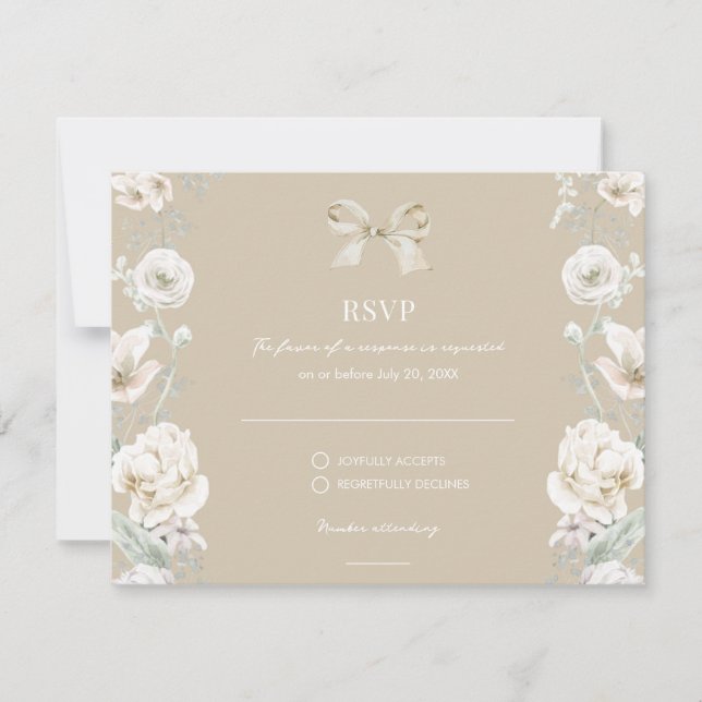 RSVP de Casamento Floral do Arco Coquette Dourado (Frente)