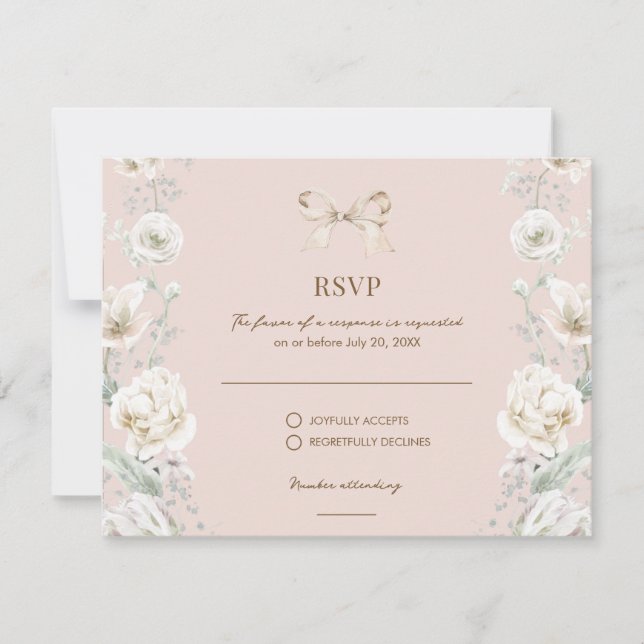 RSVP de Casamento Floral do Arco Coquette Rosa (Frente)