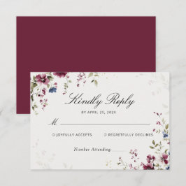 RSVP de Casamento Floral do Moderno Elegante Burgu