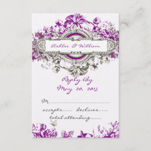 RSVP de Casamento Floral do Purple Lilac Vintage