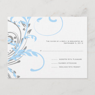 RSVP de Casamento Floral Duplo de Teal e Prata