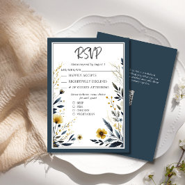 RSVP de Casamento Floral Elegante Elegante Dourado