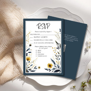 RSVP de Casamento Floral Elegante Elegante Dourado