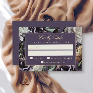 RSVP de Casamento Floral Elegante Roxo