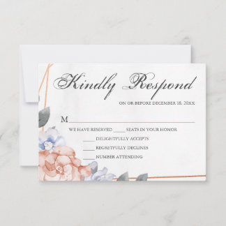 RSVP de casamento floral geométrico em rosa dourad