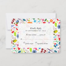 RSVP de Casamento Floral Moderno Boho Chic