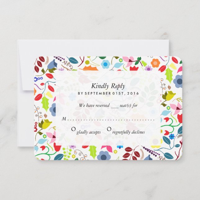 RSVP de Casamento Floral Moderno Boho Chic (Frente)