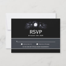 RSVP de Casamento Floral Negro Elegante