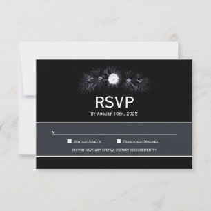 RSVP de Casamento Floral Negro Elegante