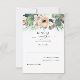 RSVP de Casamento Floral Pêssego e Branco