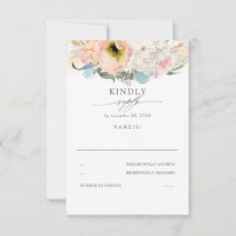 RSVP de Casamento Floral Pêssego e Branco