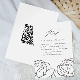 RSVP de Casamento Floral Preto Elegante com Código