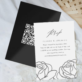 RSVP de Casamento Floral Preto Elegante com Código