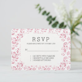RSVP de Casamento Floral Romântico Cor-de-Rosa Bra