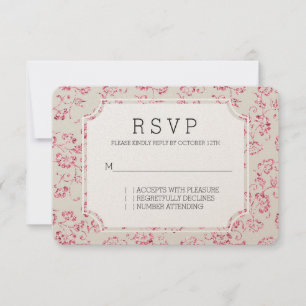 RSVP de Casamento Floral Romântico Creme Cor-de-Ro