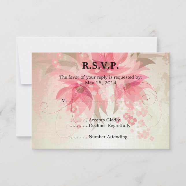 RSVP de Casamento Floral Rosa (Frente)