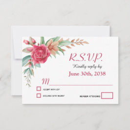 RSVP de Casamento Floral Rosa-Blush rosa