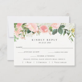 RSVP De Casamento Floral Rosa Com Cartão De Escolh