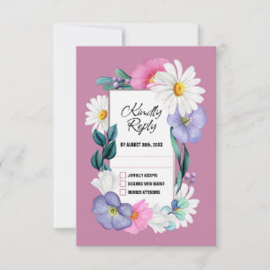 RSVP de Casamento Floral Rosa Imísico