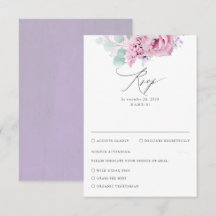 RSVP de Casamento Floral Rosa Púrpura Dusty