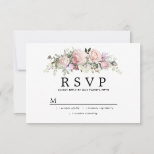 RSVP de Casamento Floral Rosa-Rosa-Blush