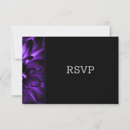 RSVP de Casamento Floral Roxal Roxo Preto Moderno