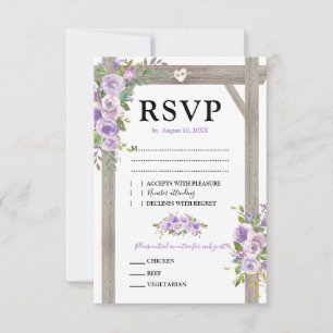 RSVP de Casamento Floral Roxo Aquarela Rústica