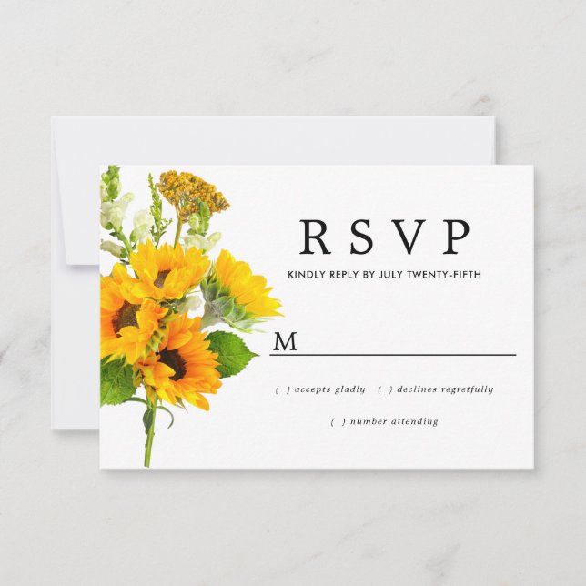 RSVP de Casamento Floral Russo de Girassol (Frente)