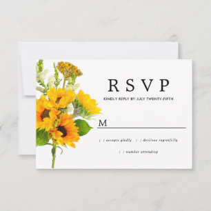 RSVP de Casamento Floral Russo de Girassol