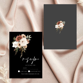 RSVP de Casamento Floral Rustic Black and Peach