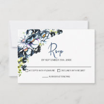 RSVP de Casamento Floral Rustic Blue
