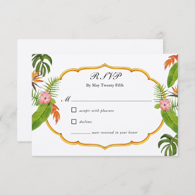 RSVP de Casamento Floral Tropical (Frente/Verso)