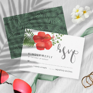 RSVP de Casamento Floral Tropical ID475