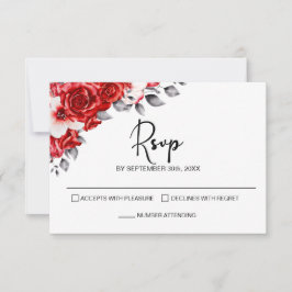 RSVP de Casamento Floral Vermelho