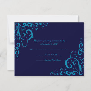 RSVP de Casamento Floreado Azul Escuro