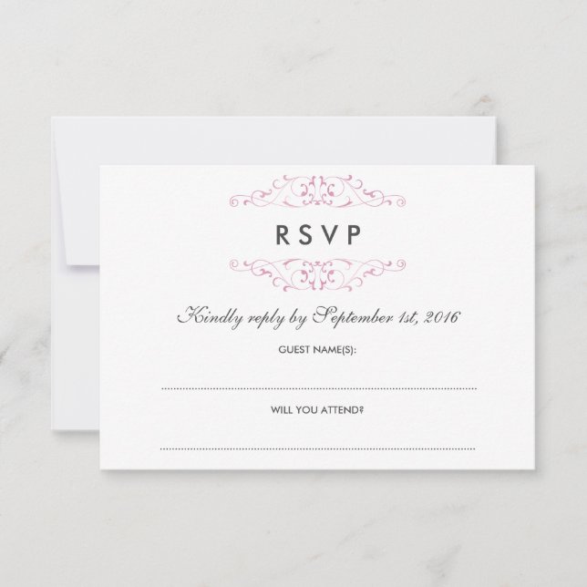 RSVP de Casamento Floreado, de Cor Rosa, (Frente)