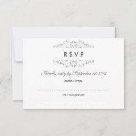 RSVP de Casamento Floreado de Prata Antica