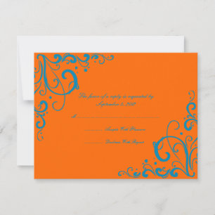 RSVP de Casamento Flourado Laranja e Azul