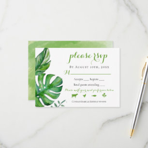 RSVP de Casamento Folhas de Palmeira Aquarela Verd