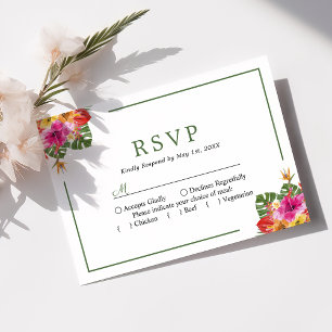 RSVP de Casamento Folhas de Palmeira Floral Hibisc