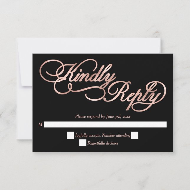 RSVP de Casamento Formal da Caligrafia Dourada e N (Frente)