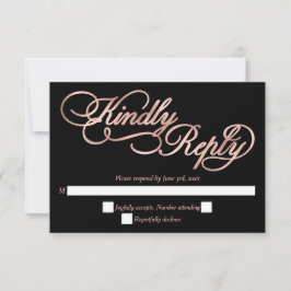 RSVP de Casamento Formal da Caligrafia Dourada e N