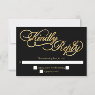 RSVP de Casamento Formal da Caligrafia Preta e Our